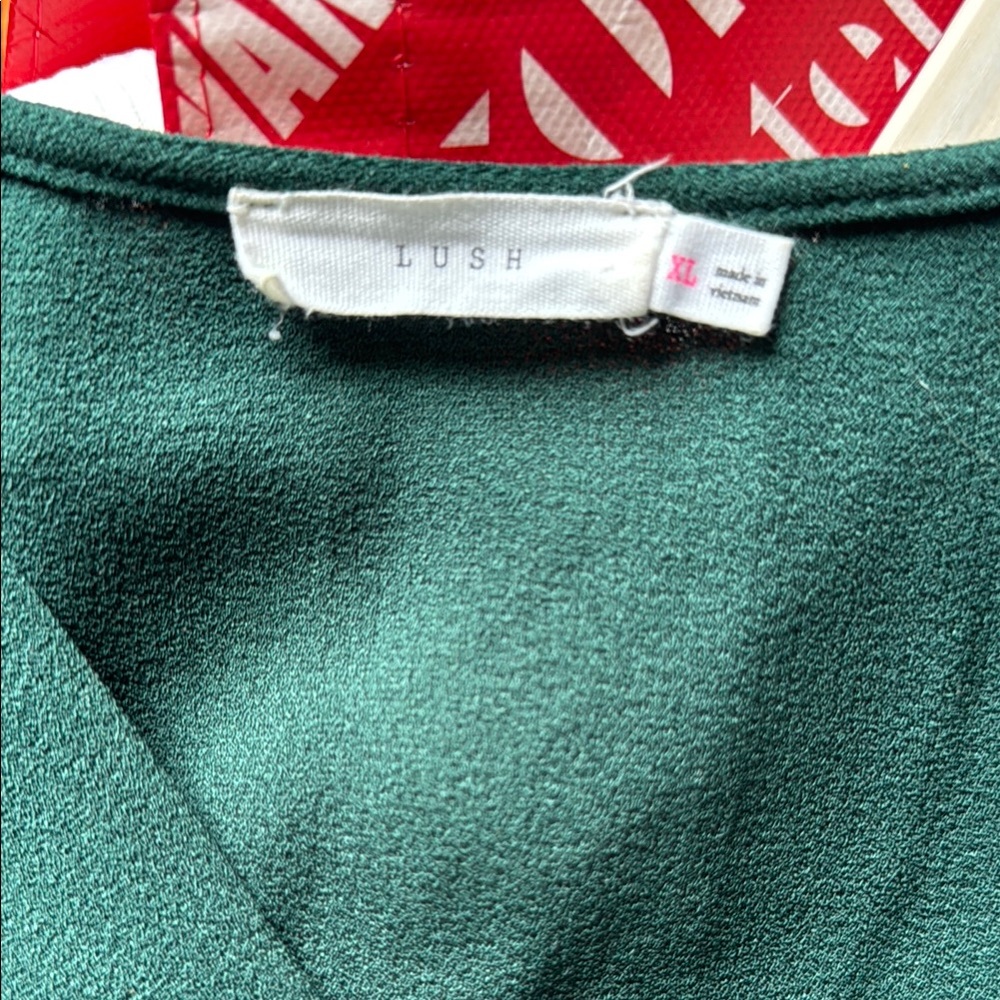 Green V-Neck Women's Top - Picture 2 of 3